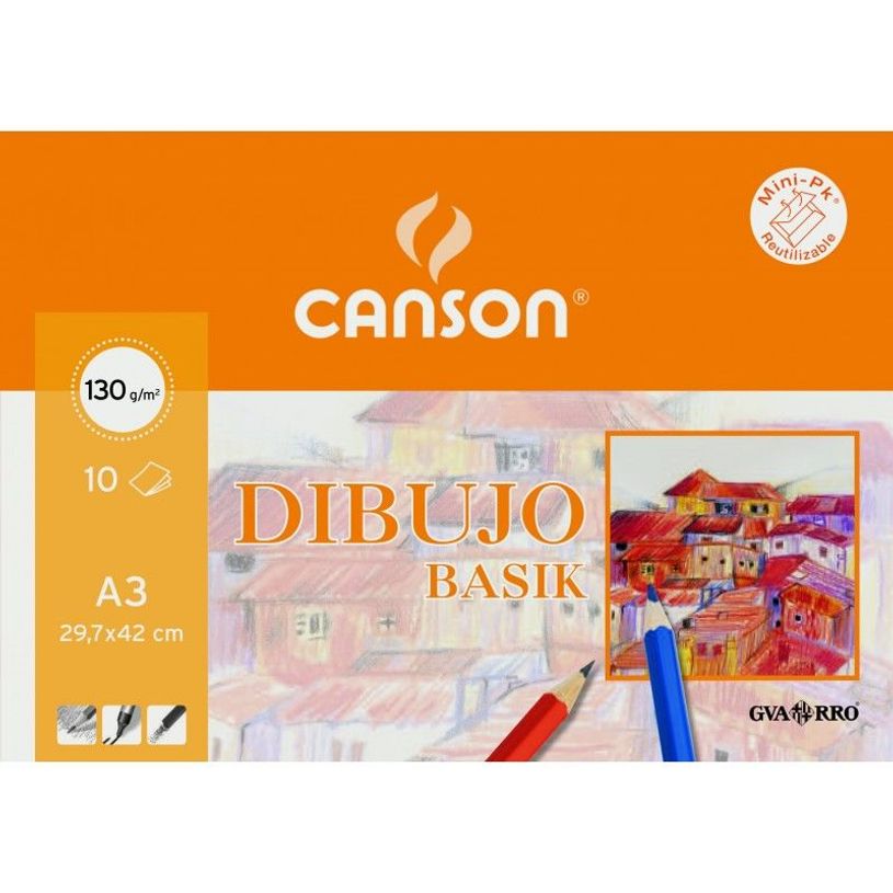 8422714031590-Canson Basik Mini-pk - Papier à dessin - A3 - 10 feuilles - blanc naturel-P_300043343_1-0