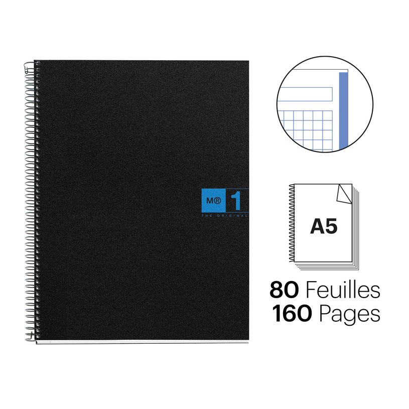 8422593026519-Notebook The Original, Couverture souple, A5, quadrillage 5x5 mm, 80 feuilles de 1 couleur, Miquelrius,--1