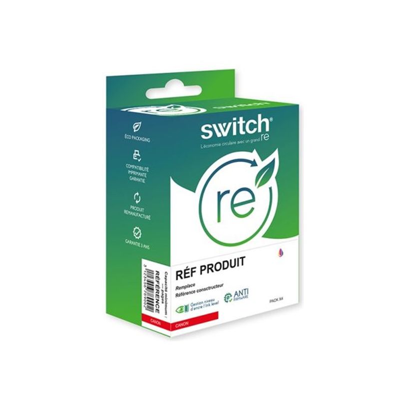 0403000461503-Switch RE - Pack de 3 - XL - couleur (cyan, magenta, jaune), noir - compatible - boîte de suspension - remanufacturé - cartouche d'encre (alternative pour : Canon 8286B001, Canon 8288B001) - pour Canon PIXMA TR4551, TR4650, -P_300046150_2-0
