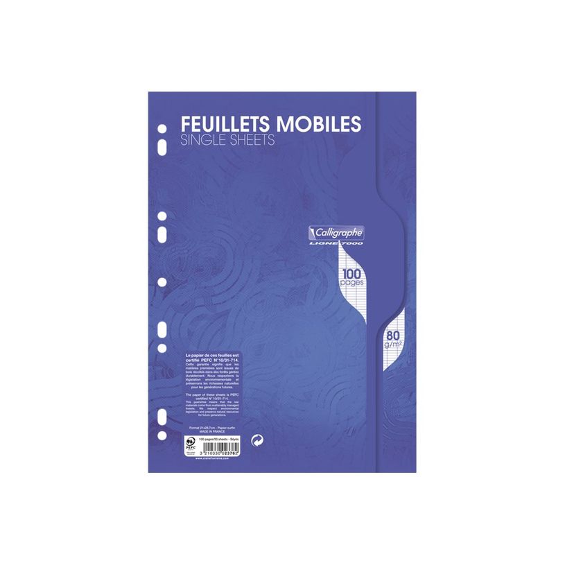3210330023762-Calligraphe - 100 feuillets mobiles A4 - Grands carreaux (Seyes) - Perforées-P_300048934_1-0