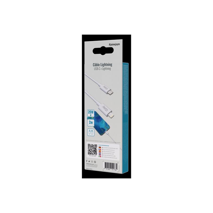 3701263511735-JAYM - Câble USB-C vers Lightning - 2 m - blanc-P_300049822_2-2