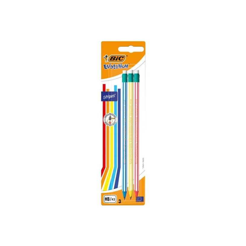 3270220093725-BIC EVOLUTION - Crayon - rayures - graphite - HB - avec gomme-P_300050532_1-0