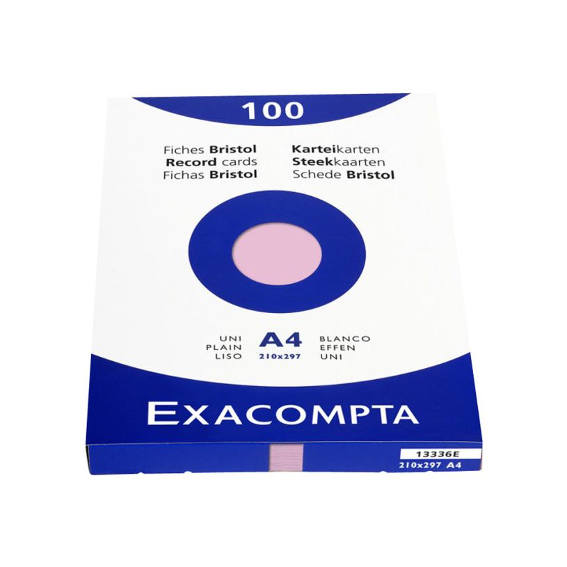 3130630133360-Exacompta - Pack de 100 Fiches Bristol - A4 - unies - rose-P_300050564_1-0