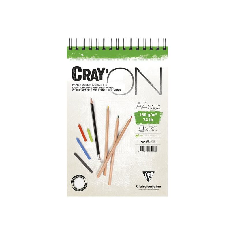 3329689750318-Clairefontaine Cray'On - Bloc dessin à spirale - A4 - 30 feuilles - 160 gr-P_300051257_1-0