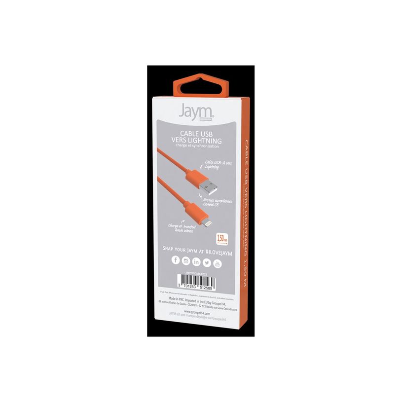 3701263512589-JAYM POP Collection - Câble USB vers Lightning - 1.5 m - orange-P_300051432_2-1