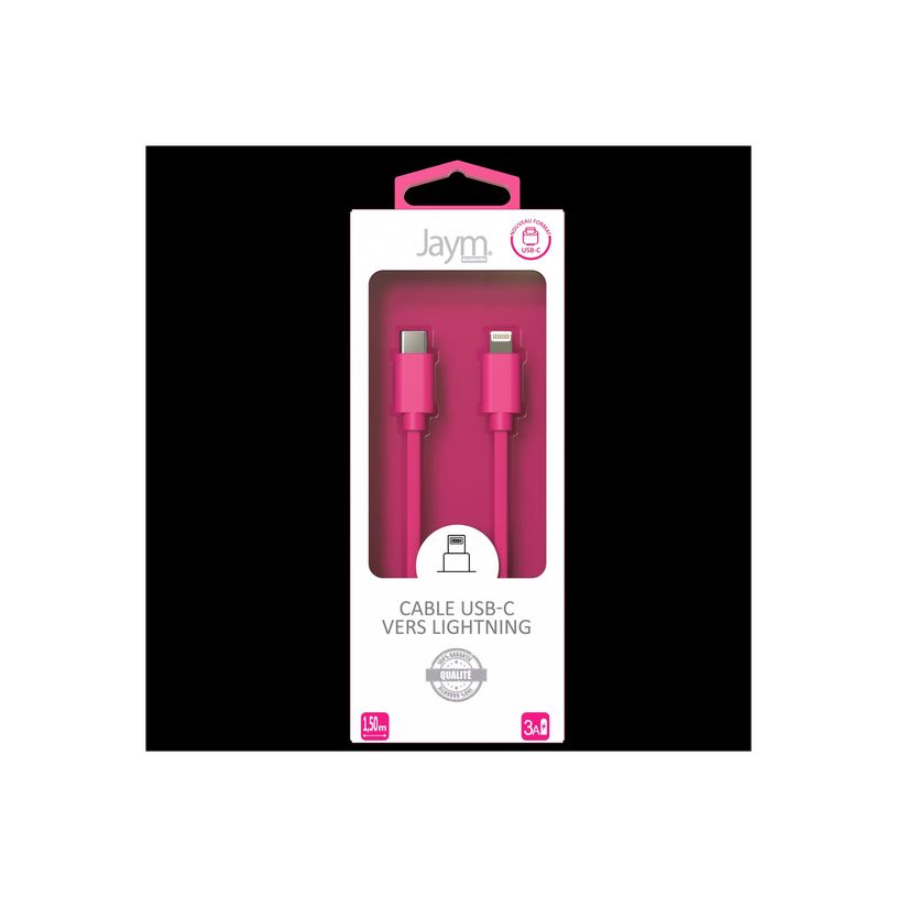 3701263514798-JAYM POP Collection - Câble USB-C vers Lightning - 1.5 m - rose-P_300051641_2-1