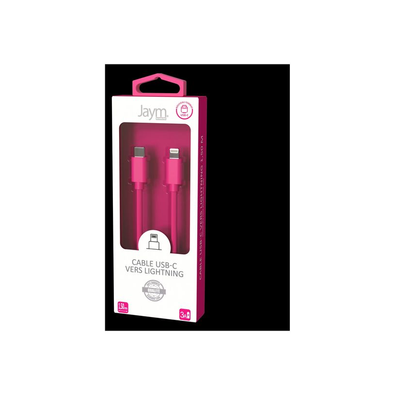 3701263514798-JAYM POP Collection - Câble USB-C vers Lightning - 1.5 m - rose-P_300051641_3-2