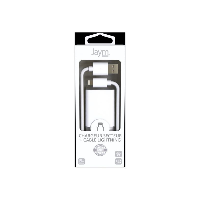 3701263512374-JAYM Pop - Chargeur secteur + câble lightning - 1 USB - 1.5 m - blanc-P_300051723_1-0
