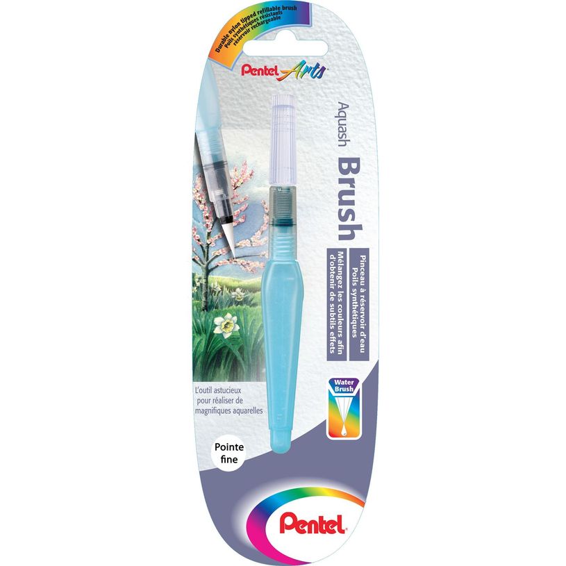 3474379300516-Pentel – Pinceau à réservoir d’eau – Pointe fine – bleu--0