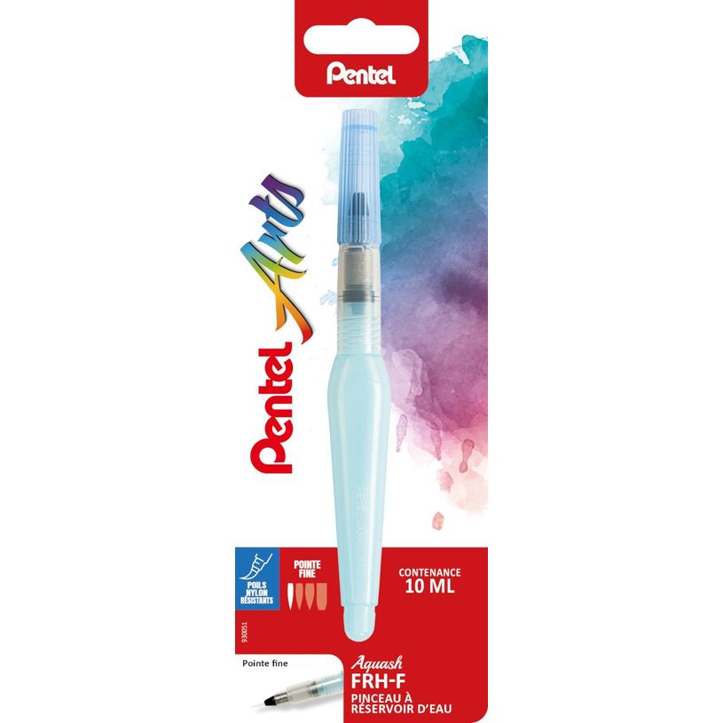3474379300516-Pentel – Pinceau à réservoir d’eau – Pointe fine – bleu--0