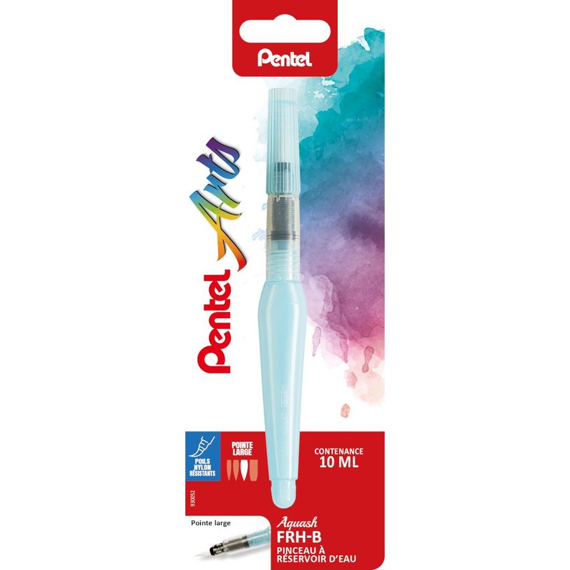 3474379300523-Pentel – Pinceau à réservoir d’eau – Pointe large – bleu--0