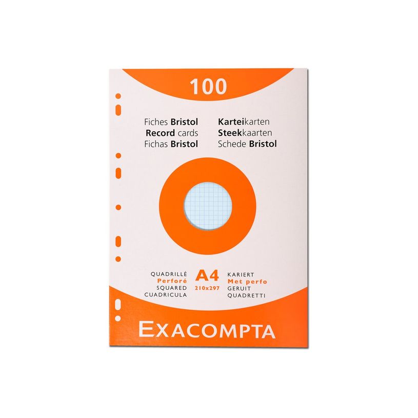 3130630136569-Exacompta - Pack de 100 Fiches Bristol - A4 - petits carreaux - perforées - couleurs asso-P_300052188_1-1