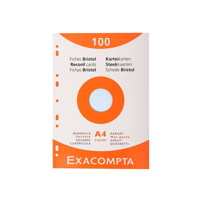 3130630136569-Exacompta - Pack de 100 Fiches Bristol - A4 - petits carreaux - perforées - couleurs asso-P_300052188_3-0