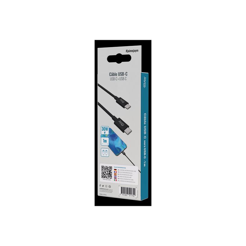 3701263511742-JAYM - Câble USB-C vers USB-C - 1 m - noir-P_300052337_2-2