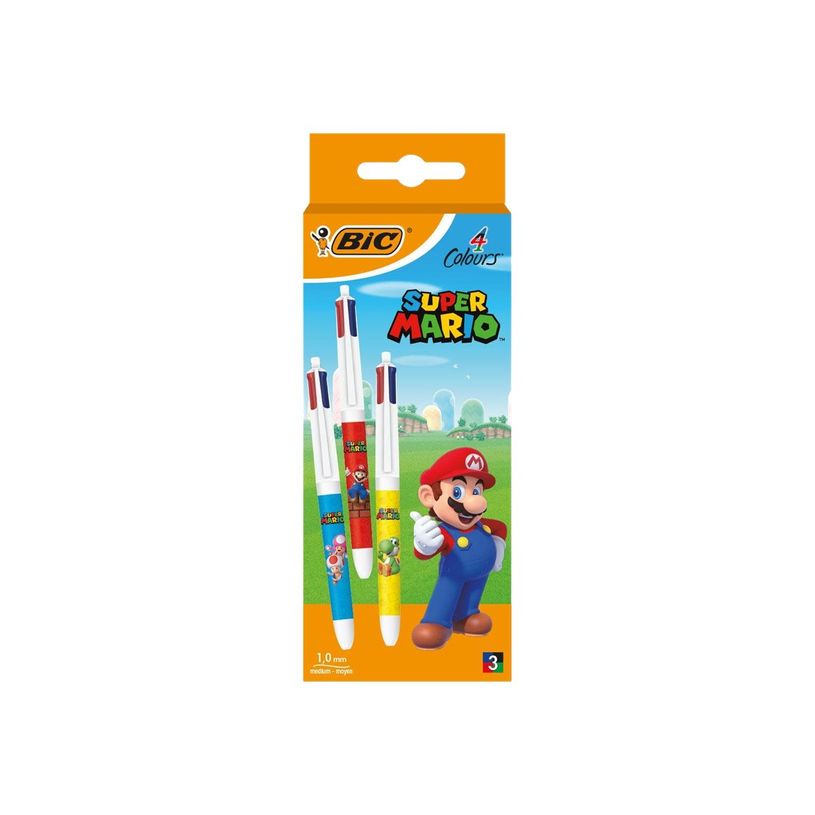 3086123602441-BIC 4 Couleurs Super Mario - stylo bille 4 couleurs - noir, rouge, bleu, vert (pack de 3)-P_300052679_1-0