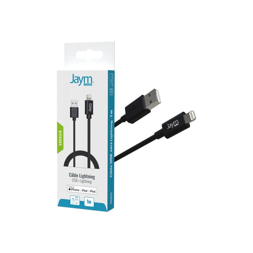 3701263503310-JAYM - Câble Lightning - USB vers Lightning - 1 m - noir -P_300052862_3-0