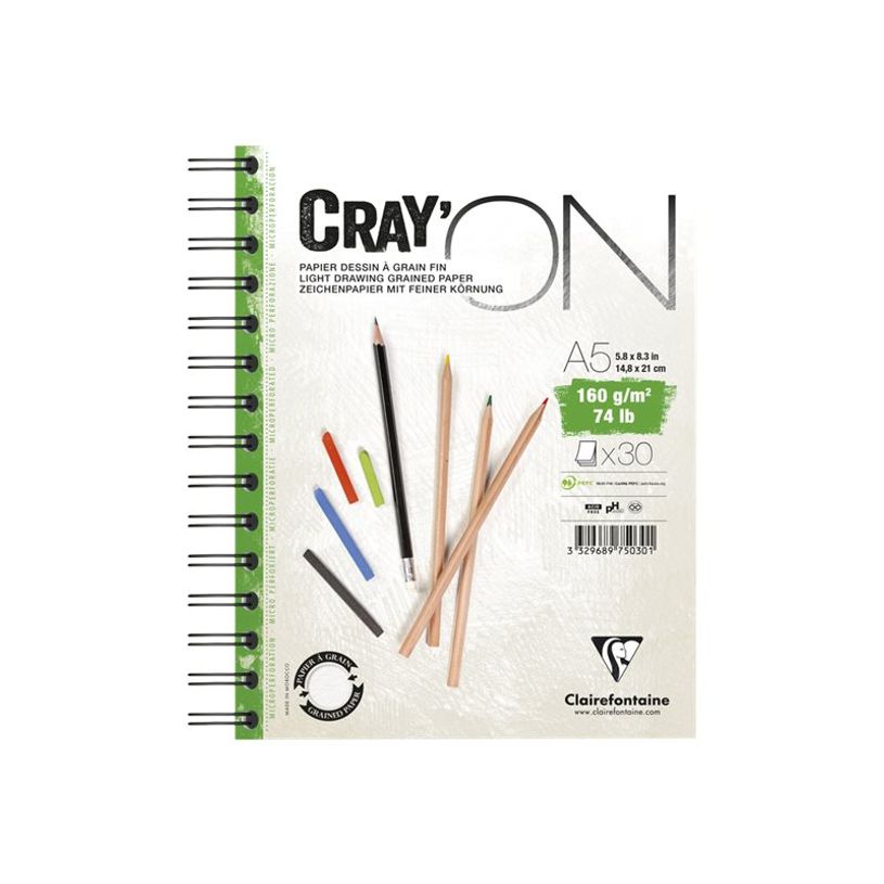 3329689750301-Clairefontaine Cray'On - Bloc dessin à spirale - A5 - 30 feuilles - 160 gr-P_300052916_1-0