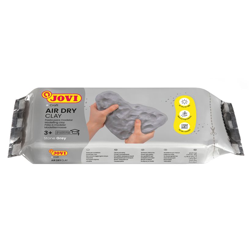 8412027029902-Jovi Pâte Autodurcissante Air Dry 1000 g – Gris, Facile à Modeler et Séchage à l’Air--0