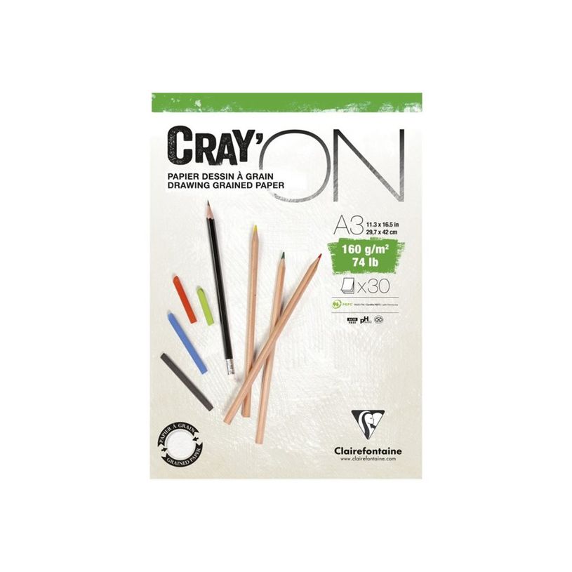 3329689750288-Clairefontaine Cray'On - Bloc encollé - A3 - 30 feuilles - blanc extra-P_300053428_1-0