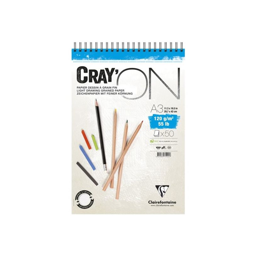 3329689750257-Clairefontaine Cray'On - Bloc - reliure à spirale - A3 - 50 feuilles - blanc extra-P_300053429_1-0
