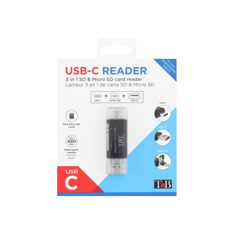 3303170084861-T'nB - Lecteur de carte - 3 en 1 (SD, micro SD) - micro USB 2.0/USB 2.0/USB-C-P_300053477_9-6