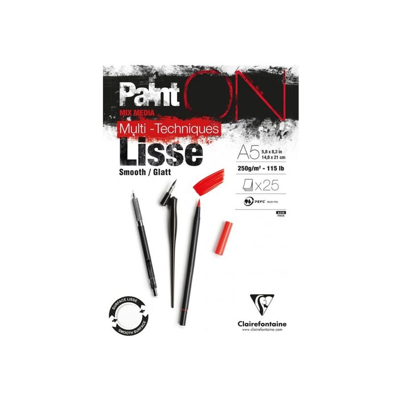 3329689757287-Clairefontaine PaintON - Bloc - gommé - A5 - 25 feuilles - blanc extra-P_300054016_1-0
