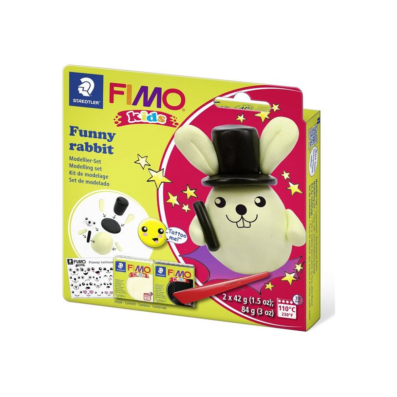 4007817078723-FIMO kids 8035 - Ensemble de pâte à modeler - 4 pièces - funny rabbit - 84 g - noir, pe-P_300054541_1-0