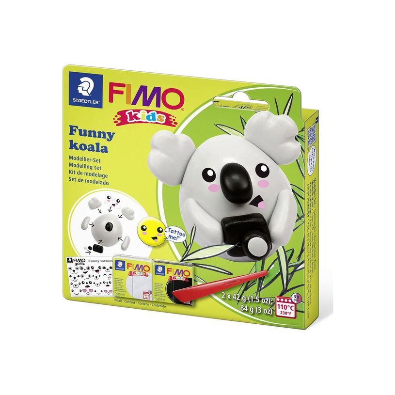 4007817078716-FIMO kids 8035 - Ensemble de pâte à modeler - 4 pièces - funny koala - 84 g - gris, noi-P_300054543_2-0