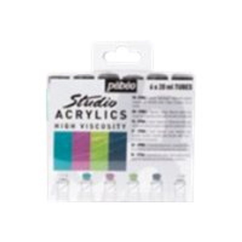 3167868335006-Pebeo Studio Acrylics - 6 tubes de peinture acrylique - couleurs assorties - 20 ml-P_300054876_1-0