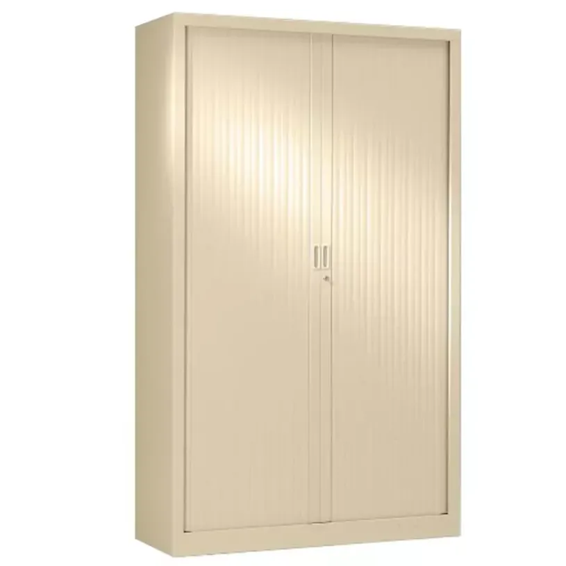 -Armoire métallique haute monobloc à rideaux - 198x120x45cm - beige--0