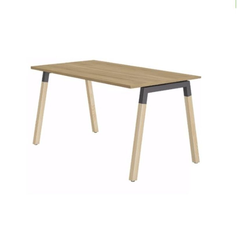 0403000553987-Bureau CONNEXION - 160 cm - Pieds bois - Chêne/anthracite--0