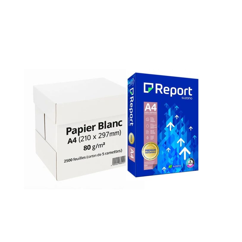 7891191004143-SUZANO Report - papier blanc - A4 - 80g - 5 x 500 feuilles - 160cie --0
