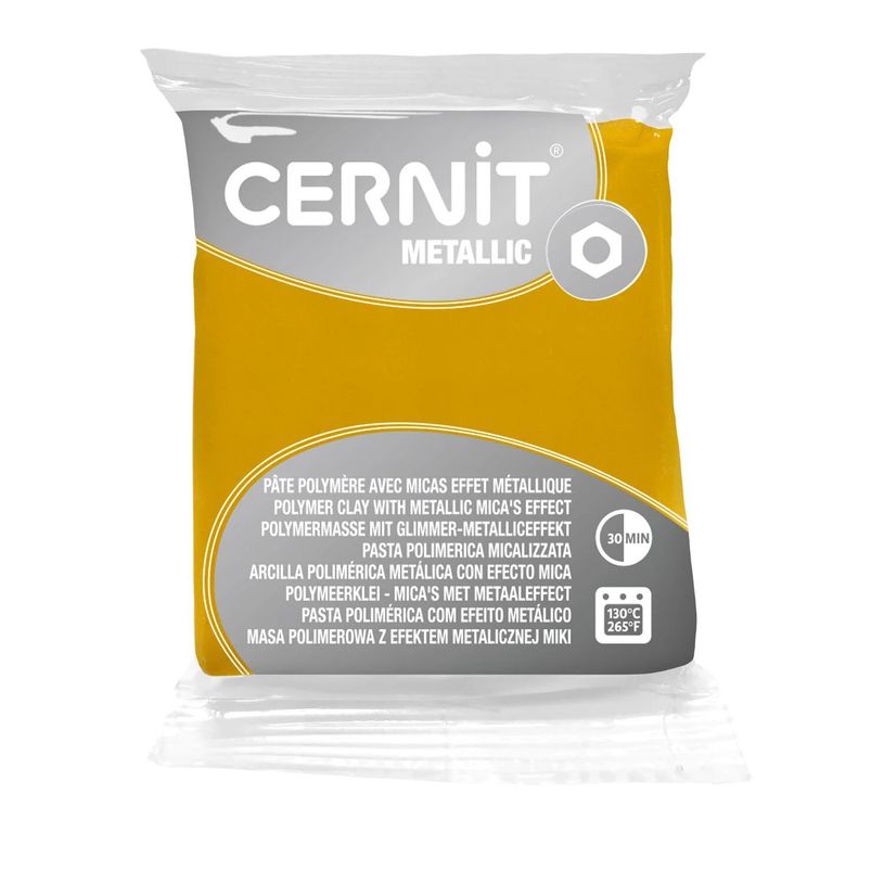 5411711459752-Cernit Metallic - Pâte à modeler - 56 g - jaune - argile polymère--0