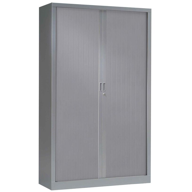 0403000553390-Armoire haute monobloc à rideaux - 198x120x45cm - grise-P_300055339_1-0