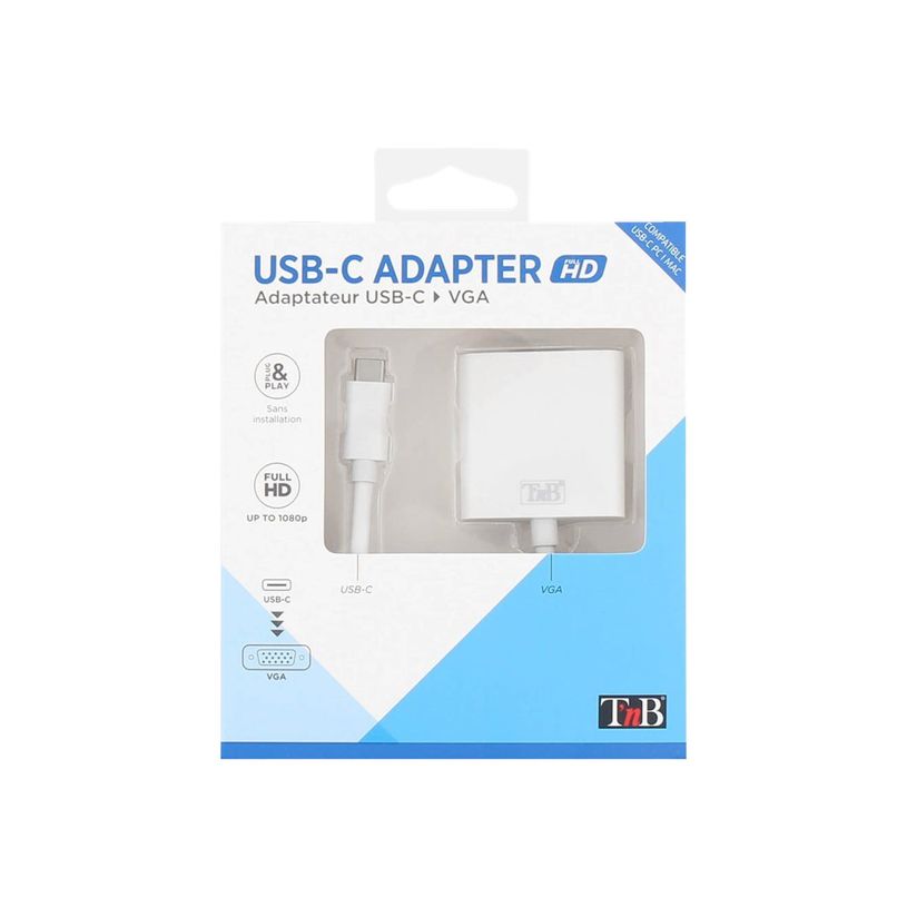 3303170082195-T'nB - Adaptateur vidéo - 24 pin USB-C (M) pour HD-15 (VGA) (F) - blanc-P_300055794_8-2