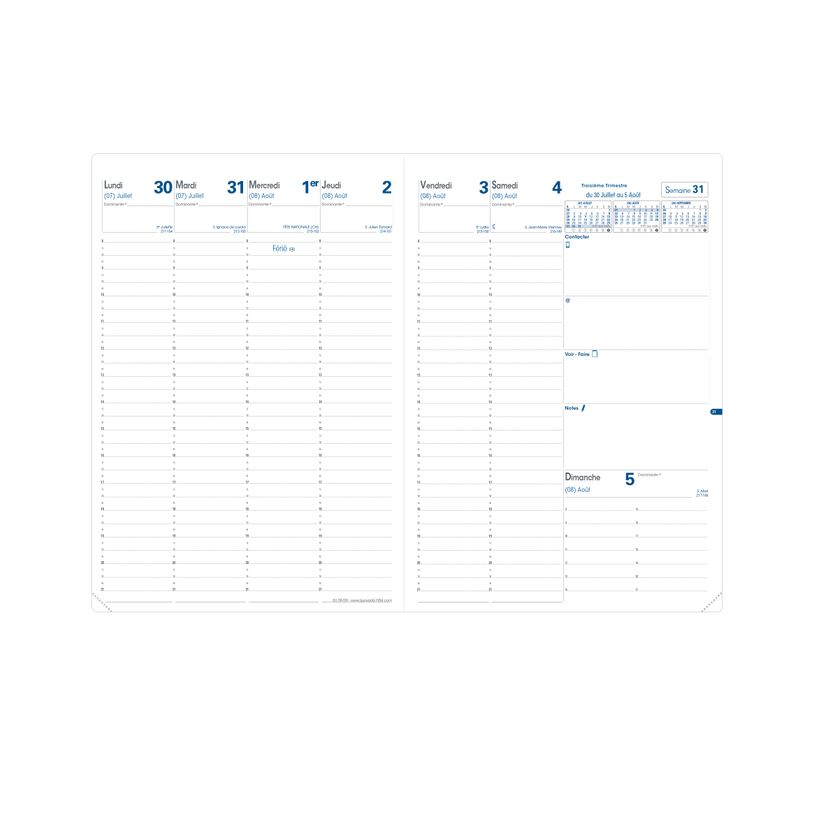 3371010127351-Quo Vadis - Agenda année scolaire - 2026-2027 - Eu 09/09 - Semainier Planning - Français - Impala - Noir - 13 mois de août à août - 21x29,7 cm - Papier Clairefontaine blanc - Fabri--1