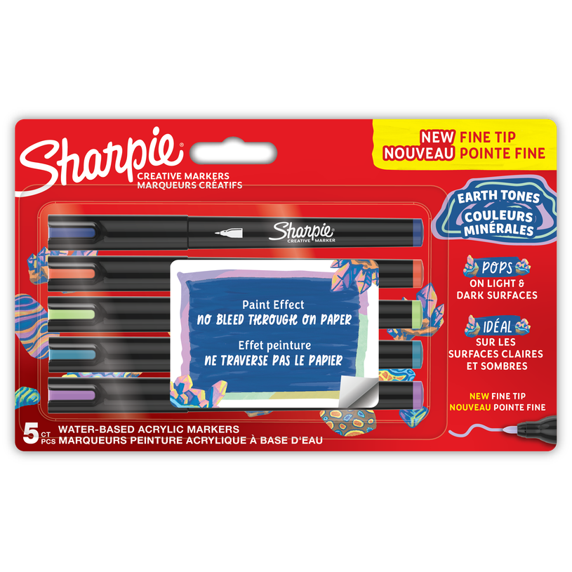 3026982128287-Sharpie – 5 Marqueurs Créatifs Pointe Fine – Couleurs Minérales Assorties--0