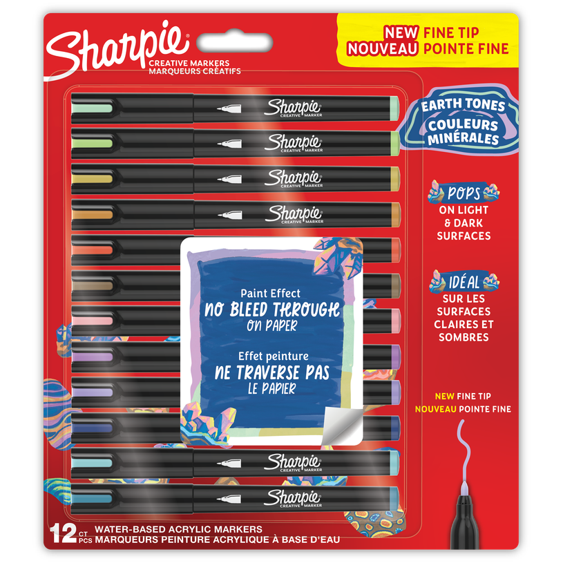 3026982129116-Sharpie – 12 Marqueurs Créatifs Pointe Fine – Couleurs Minérales Assorties--0