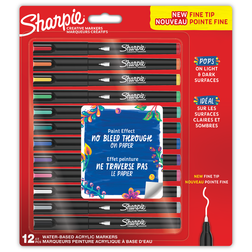 3026982129130-Sharpie – 12 Marqueurs Créatifs Pointe Fine – Couleurs Vives Assorties--0
