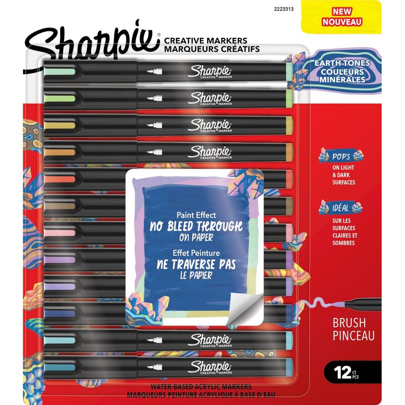 3026982233134-Sharpie – 12 Marqueurs Créatifs Pointe Pinceau – Couleurs Minérales Assorties--0