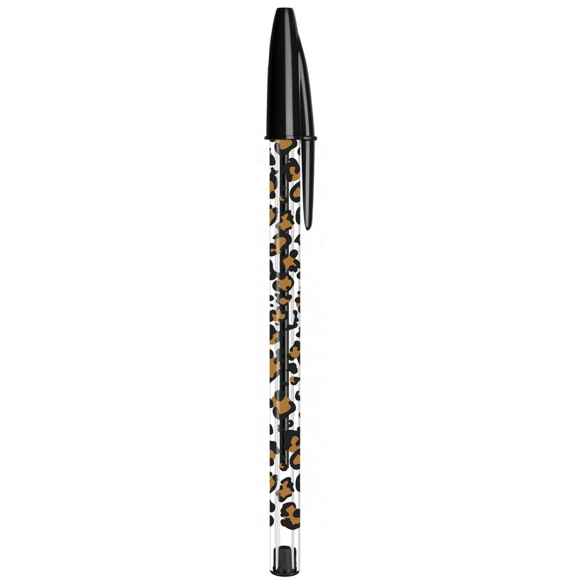 3086124144391-BIC - Stylo Bille Cristal Décors Léopard - Pointe 1 mm - Noir--0