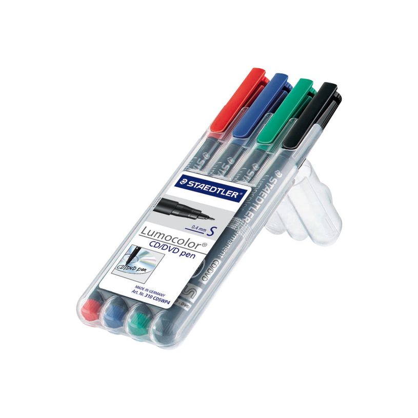 4007817310281-STAEDTLER LUMOCOLOR 310 - Pack de 4 marqueurs permanents pour CD et DVD - pointe extra fine --P_310298_2-1