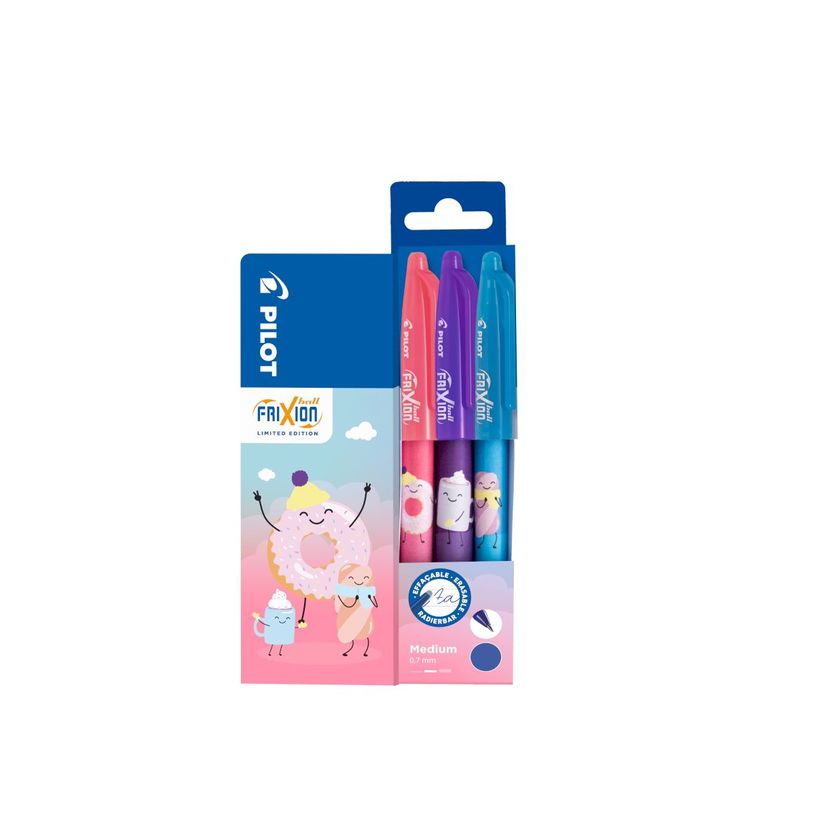 3131910458814-Pilot Frixion Ball SWEET PARADISE x3 - roller effaçable - 0,7mm - encre bleu--0