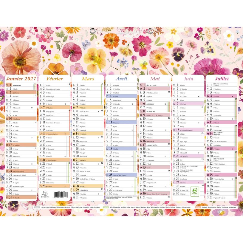 3660942007337-Calendrier illustré Chemin des Marettes - 7 mois par face - 43 x 33,5 cm - Exacompta--0