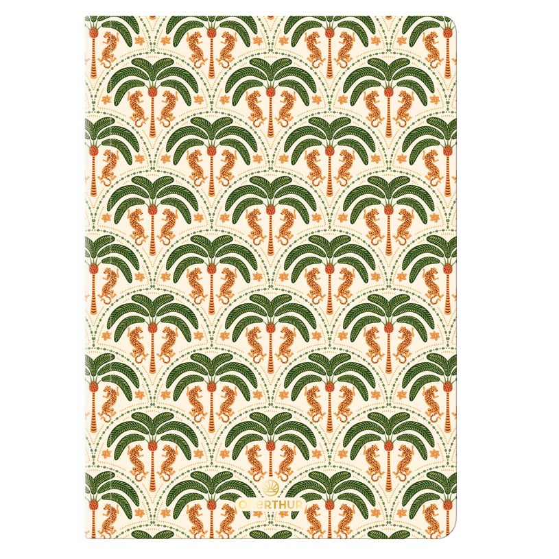 3664447204062-Carnet A6 ligné/petits carreaux Salto palmiers et guépards--0