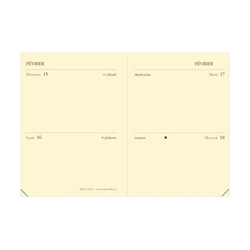 3371010140060-Quo Vadis - Agenda - Mini 2 Days Prestige - 2 jours par page - Français - Impala - Noir - 12 mois de janvier à décembre - 7x10 cm - Papier Clairefontaine ivoi-P_370101_5-6