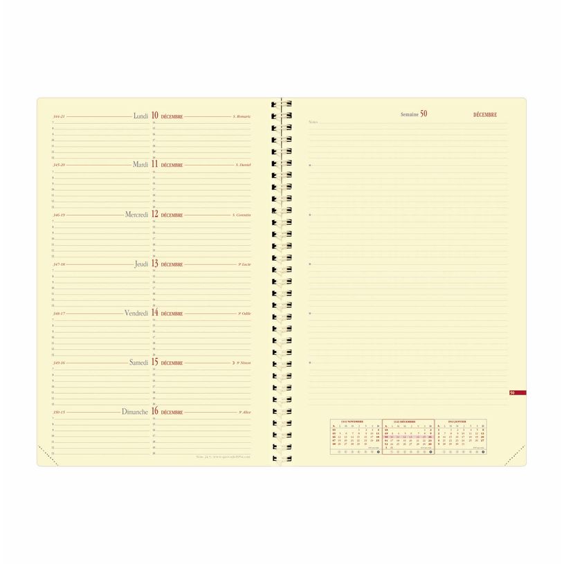 3371010140596-Agenda à spirale Soho Note 24S - 1 semaine sur 2 pages - 16 x 24 cm - rouge - Quo Vadis--1