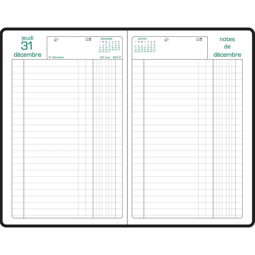 3660942007535-Agenda de bureau Carré - Euros et Cents - 1 jour par page - 13,5 x 21 cm - noir - Exacompta--1