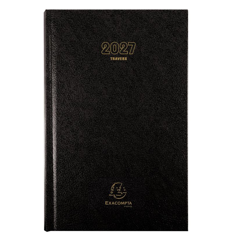 3660942007573-Agenda de bureau Carré - Travers horaire - 1 jour par page - 13,5 x 21 cm - noir - Exacompta--0