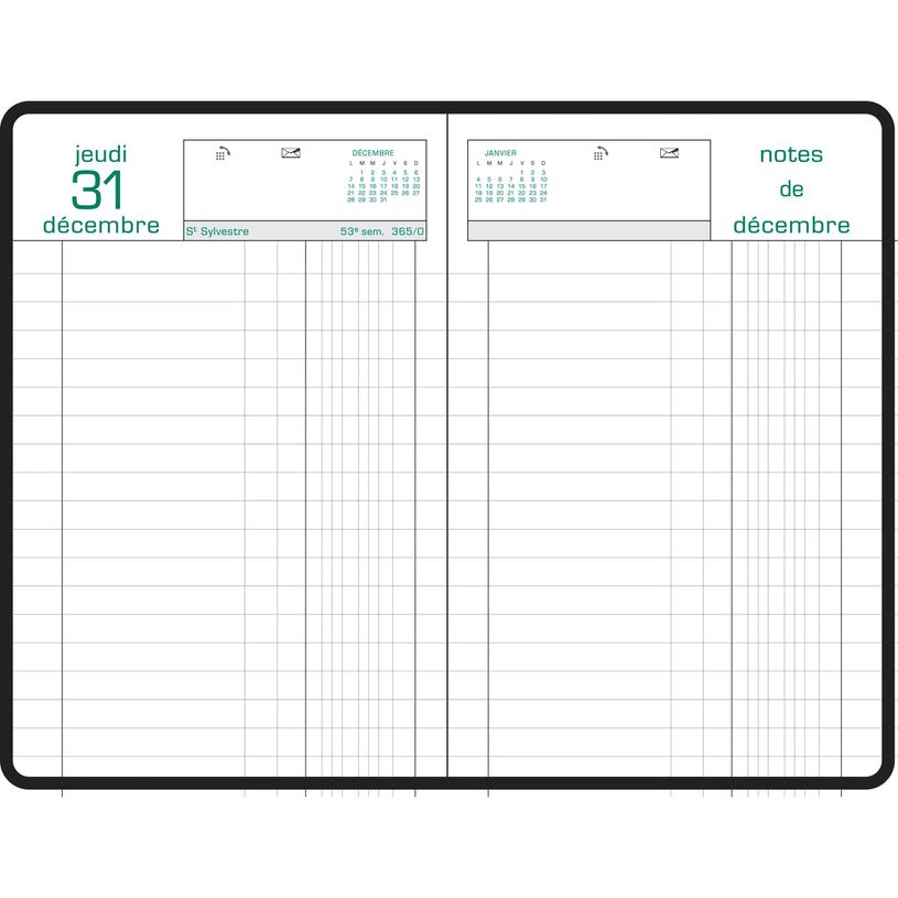 3660942007740-Agenda de bureau Couronne - Euros et Cents - 1 jour par page - 11 x 17 cm - noir - Exacompta--1